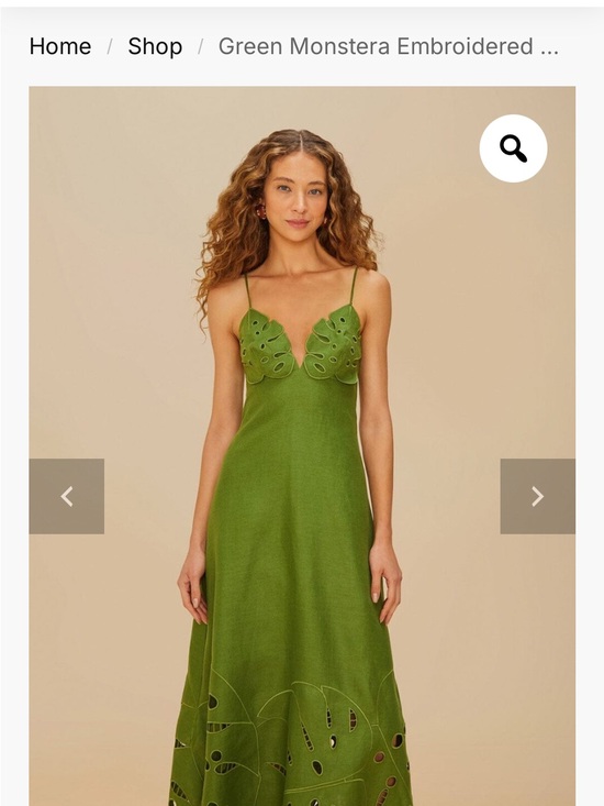 FARM Rio Dresses & Skirts - FARM Rio Green Monstera Embroidery Midi Dress - Green